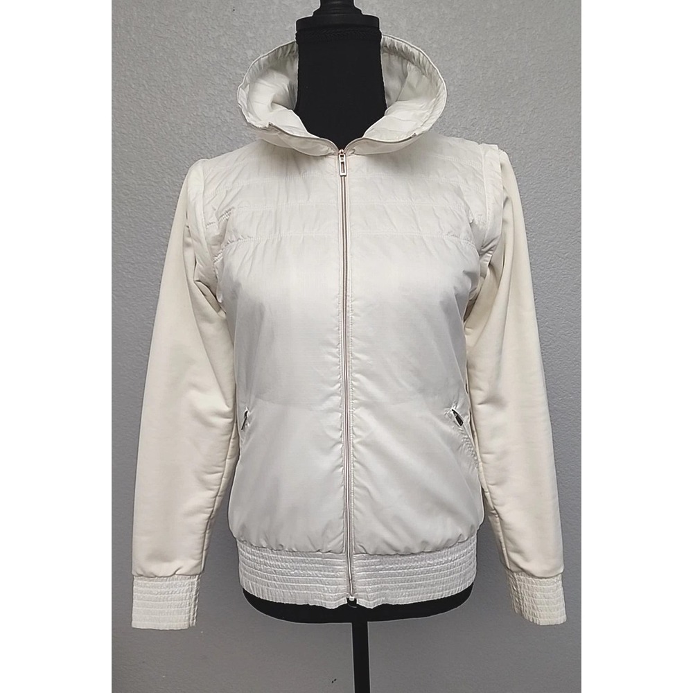 Nike Golf Jacket Vest Womens Small Ivory Puffy Removable Sleeves Pickle‎ ball S